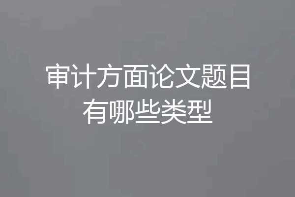 审计方面论文题目有哪些类型