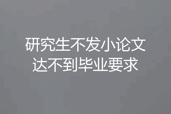 研究生不发小论文达不到毕业要求