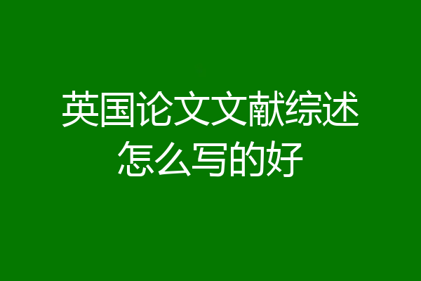 英国论文文献综述怎么写的好