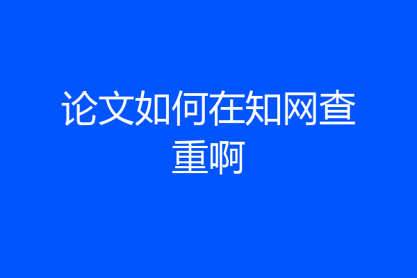 论文如何在知网查重啊