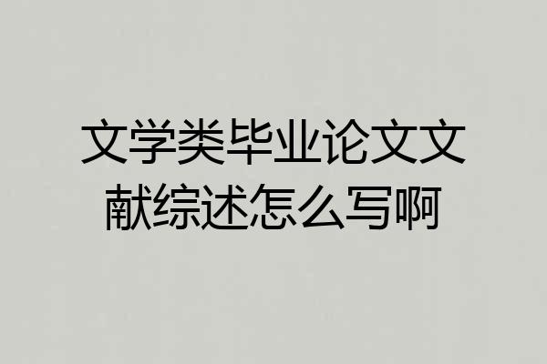 文学类毕业论文文献综述怎么写啊