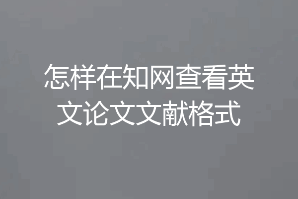 怎样在知网查看英文论文文献格式