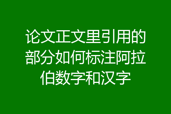 论文正文里引用的部分如何标注阿拉伯数字和汉字