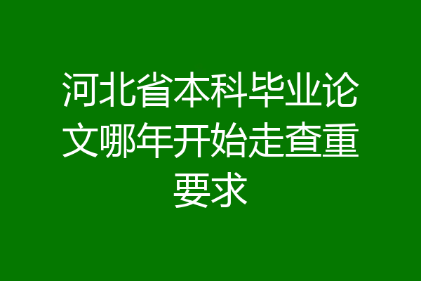 河北省本科毕业论文哪年开始走查重要求