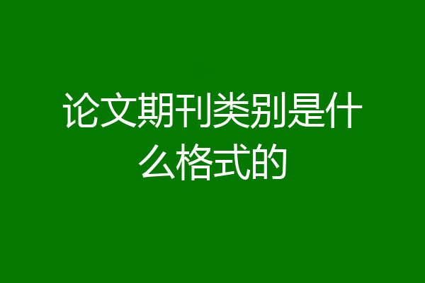 论文期刊类别是什么格式的