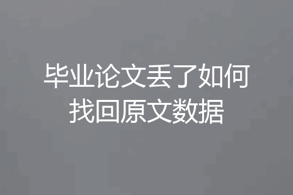毕业论文丢了如何找回原文数据