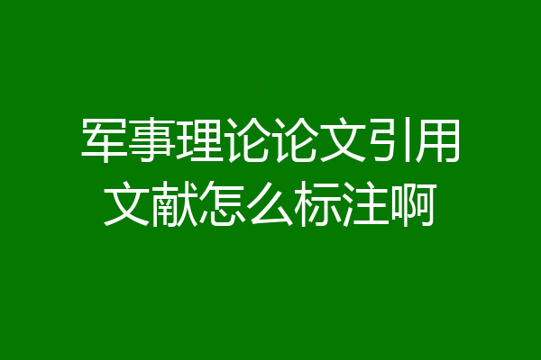 军事理论论文引用文献怎么标注啊
