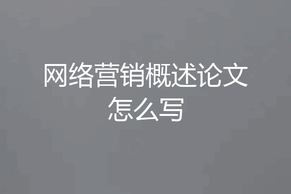 网络营销概述论文怎么写