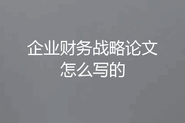 企业财务战略论文怎么写的