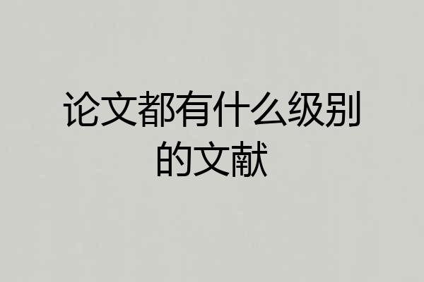 论文都有什么级别的文献