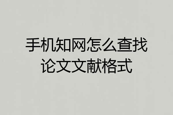 手机知网怎么查找论文文献格式