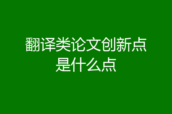 翻译类论文创新点是什么点