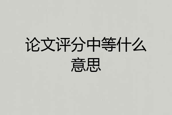 论文评分中等什么意思