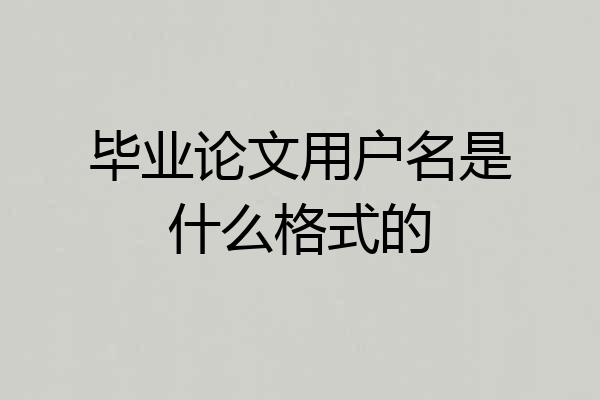 毕业论文用户名是什么格式的