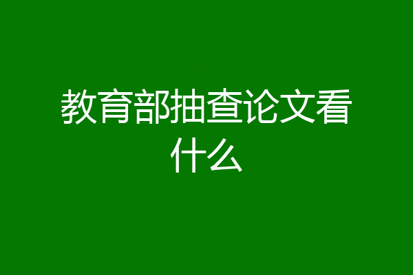 教育部抽查论文看什么