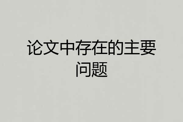 论文中存在的主要问题