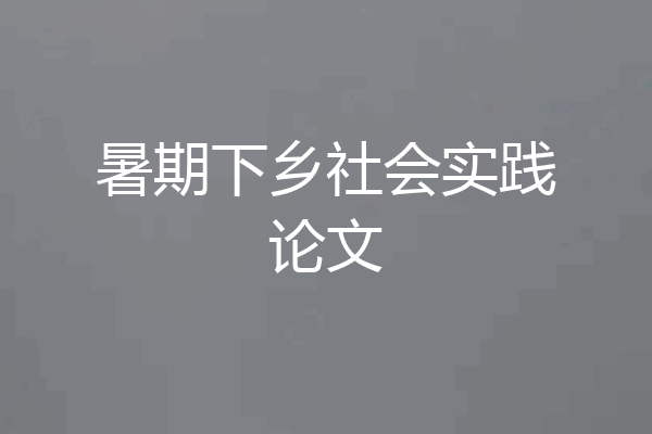 暑期下乡社会实践论文