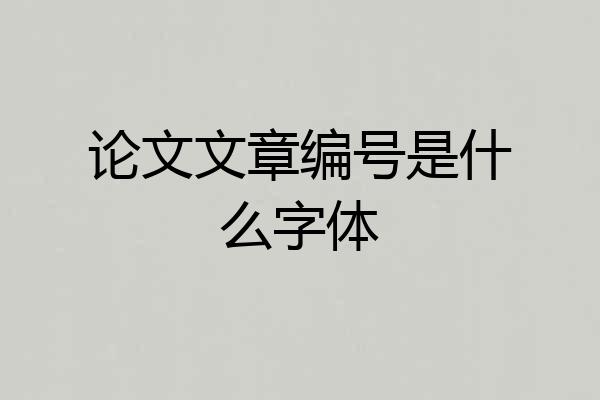 论文文章编号是什么字体
