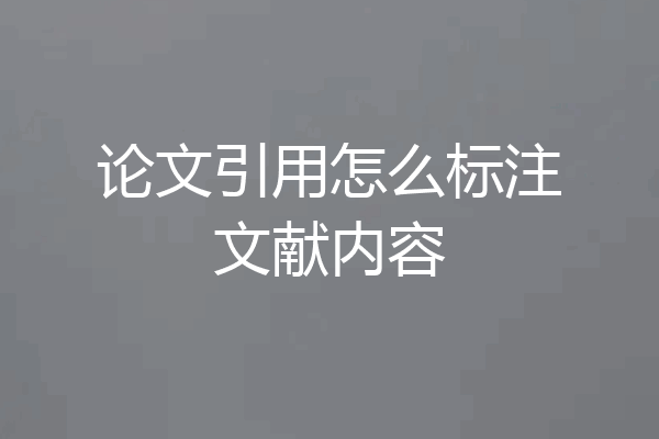 论文引用怎么标注文献内容