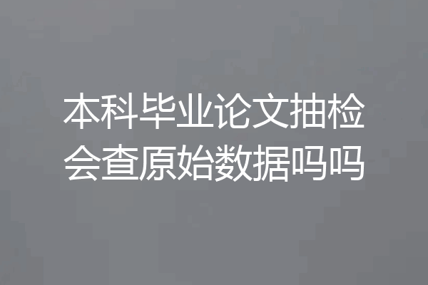 本科毕业论文抽检会查原始数据吗吗