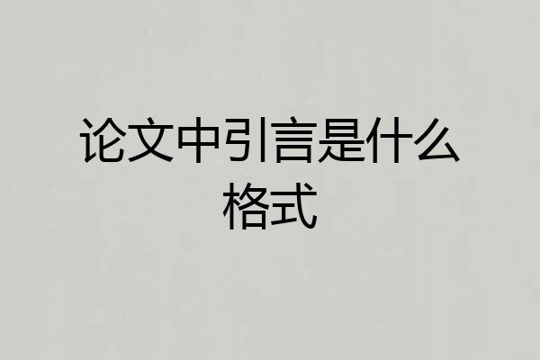 论文中引言是什么格式