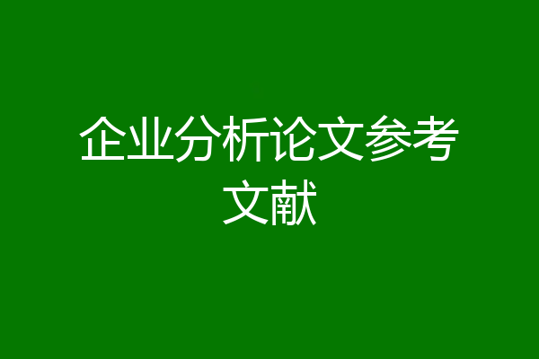 企业分析论文参考文献