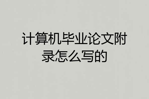 计算机毕业论文附录怎么写的