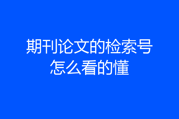 期刊论文的检索号怎么看的懂