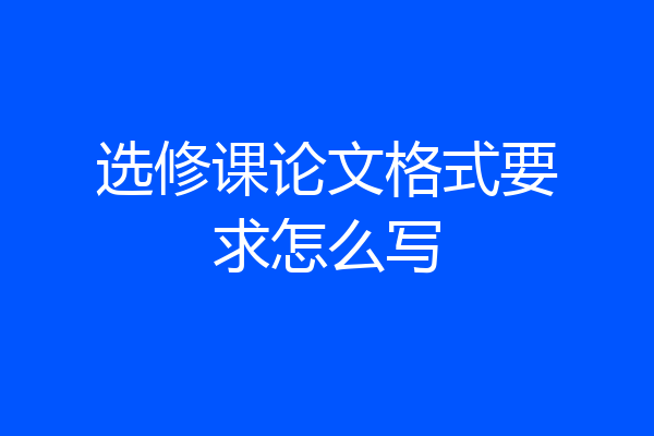 选修课论文格式要求怎么写