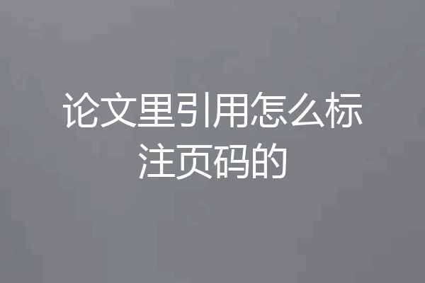论文里引用怎么标注页码的