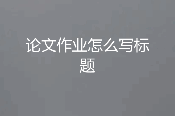 论文作业怎么写标题