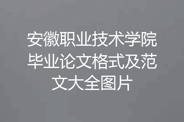 安徽职业技术学院毕业论文格式及范文大全图片