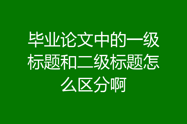 毕业论文中的一级标题和二级标题怎么区分啊