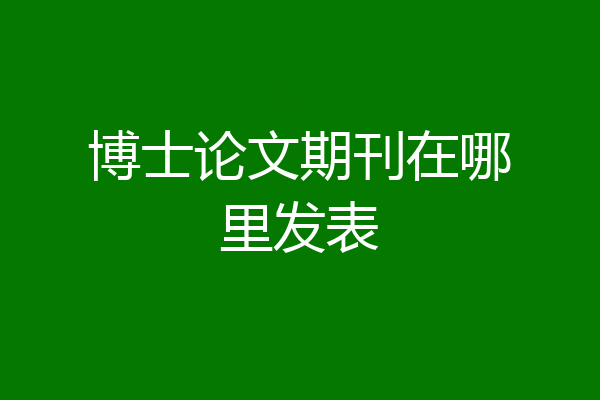 博士论文期刊在哪里发表