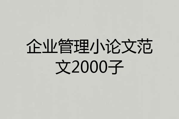 企业管理小论文范文2000子