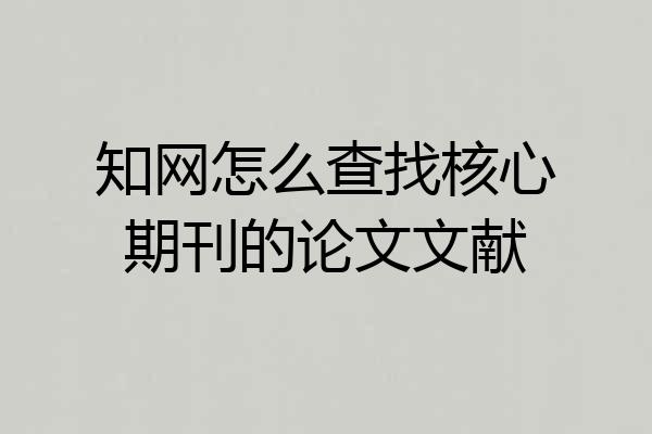 知网怎么查找核心期刊的论文文献