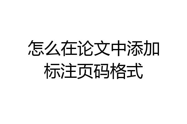 怎么在论文中添加标注页码格式