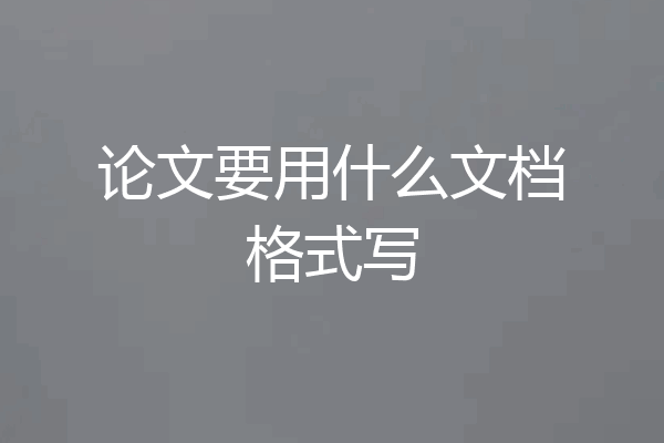 论文要用什么文档格式写