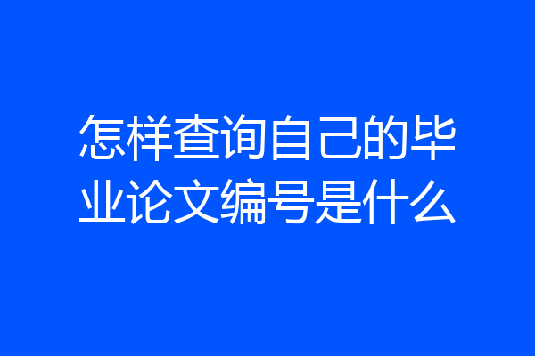 怎样查询自己的毕业论文编号是什么