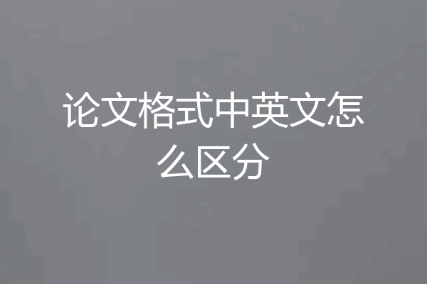 论文格式中英文怎么区分