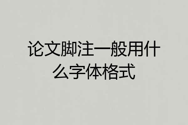 论文脚注一般用什么字体格式