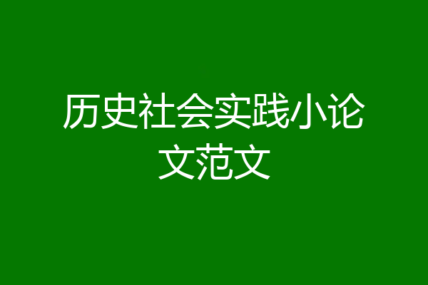 历史社会实践小论文范文