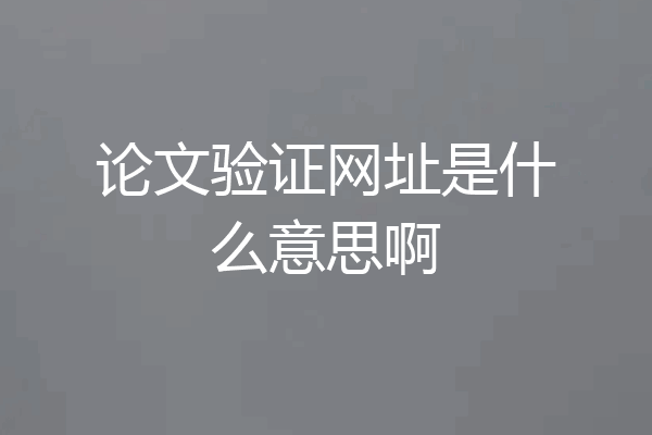 论文验证网址是什么意思啊