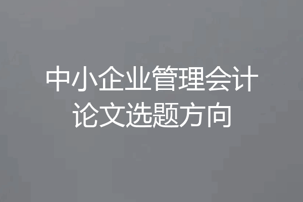 中小企业管理会计论文选题方向