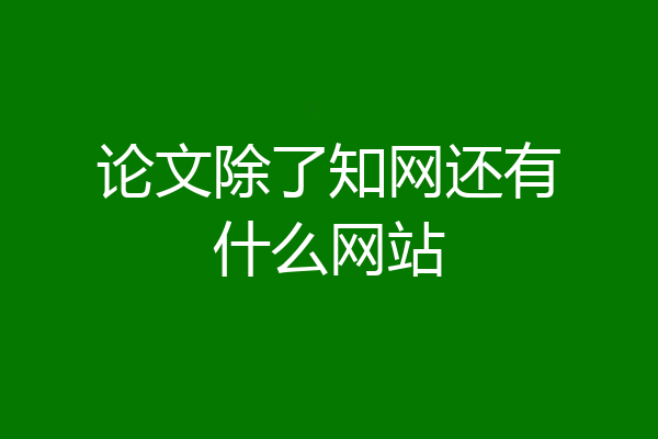 论文除了知网还有什么网站