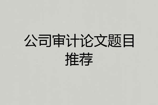 公司审计论文题目推荐