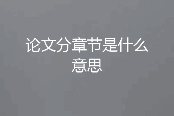 论文分章节是什么意思