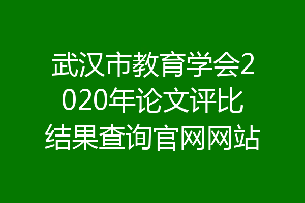 武汉市教育学会2020年论文评比结果查询官网网站