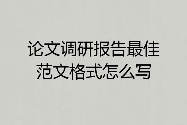 论文调研报告最佳范文格式怎么写