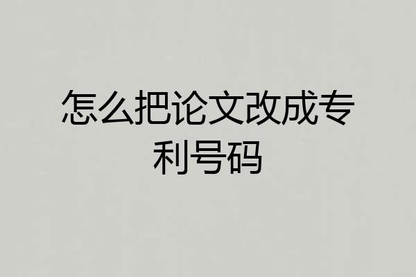 怎么把论文改成专利号码